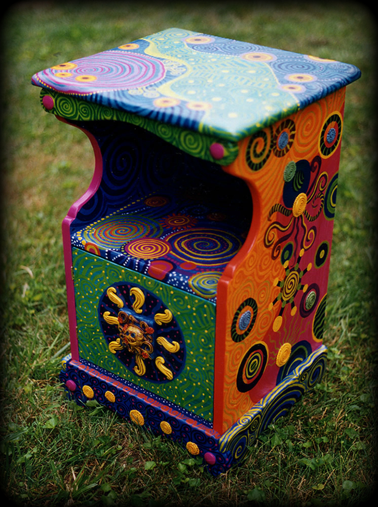 Enchanted Visions Custom Nightstand 6 Full View - hand painted furniture