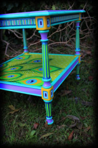 Hand Table Peacock Endtable - Corner View