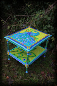 Hand Painted Endtable - Right Angle View