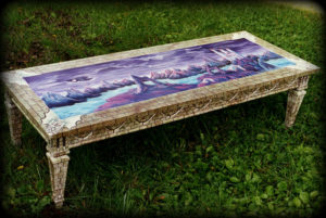 Dream Castle Table -Left Angle View - Hand Painted Furniture by Reincarnations