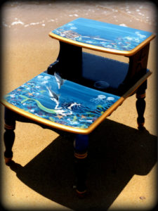 Mermaids Accent table - hand painted furniture
