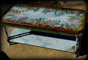 Faeries Vintage Coffee Table Full View - hand painted tables