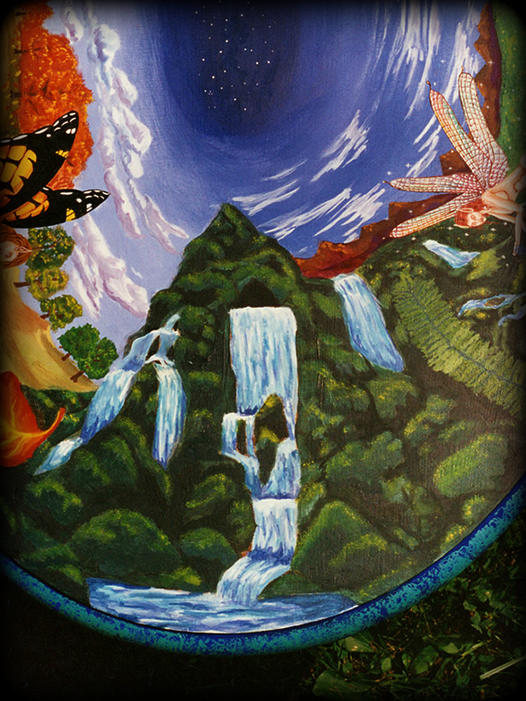Faerie table top detail - hand painted furniture