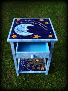 Dreamer's Moon Hampton Table - Open View - Hand Painted Furniture by Reincarnations