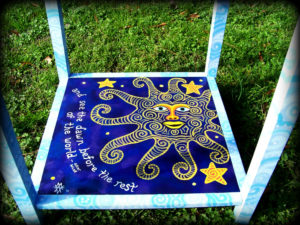 Dreamer's Moon Hampton Table - Bottom View - Hand Painted Furniture by Reincarnations