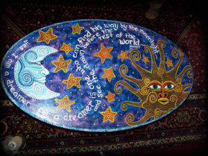 Dreamer's Moon Coffee Table Top Vew - hand painted furniture