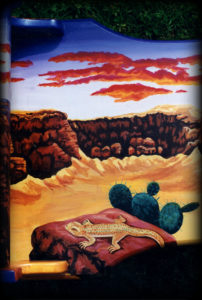 Painted Desert Vintage Table Top Detail - hand painted furniture
