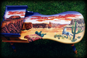 Painted Desert Table - Full View - Hand Painted Furniture by Reincarnations