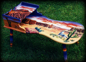 Painted Desert Table - Right Angle View - Hand Painted Furniture by Reincarnations