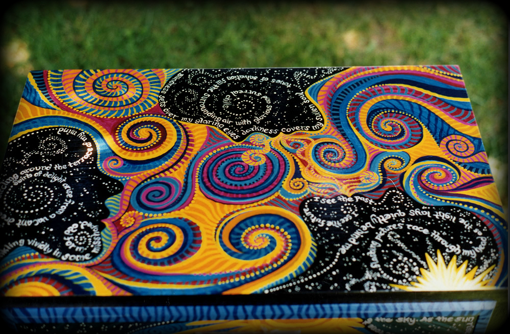 Elements Vintage Table Top View - hand painted table