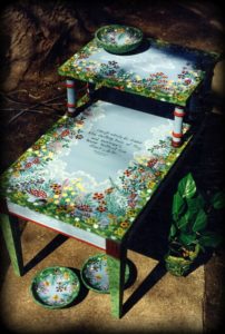 Woodland Meadow Vintage Table - hand painted furniture
