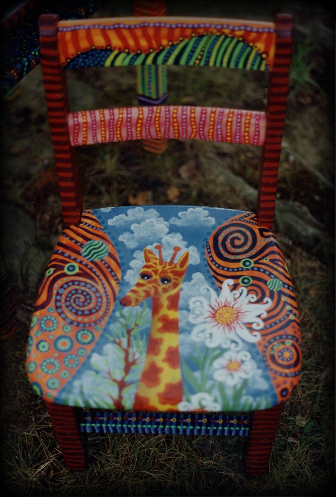 Enchanted Visions Vintage Childs Desk Set Chair Detail - hand painted childrens furniture