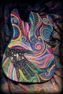 Enchanted Visions Electric Guitar Back View - hand painted furniture